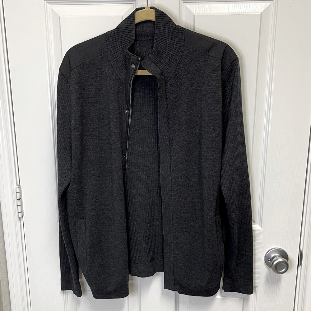 Hugo Boss Wool Ribbed Sweater Jacket